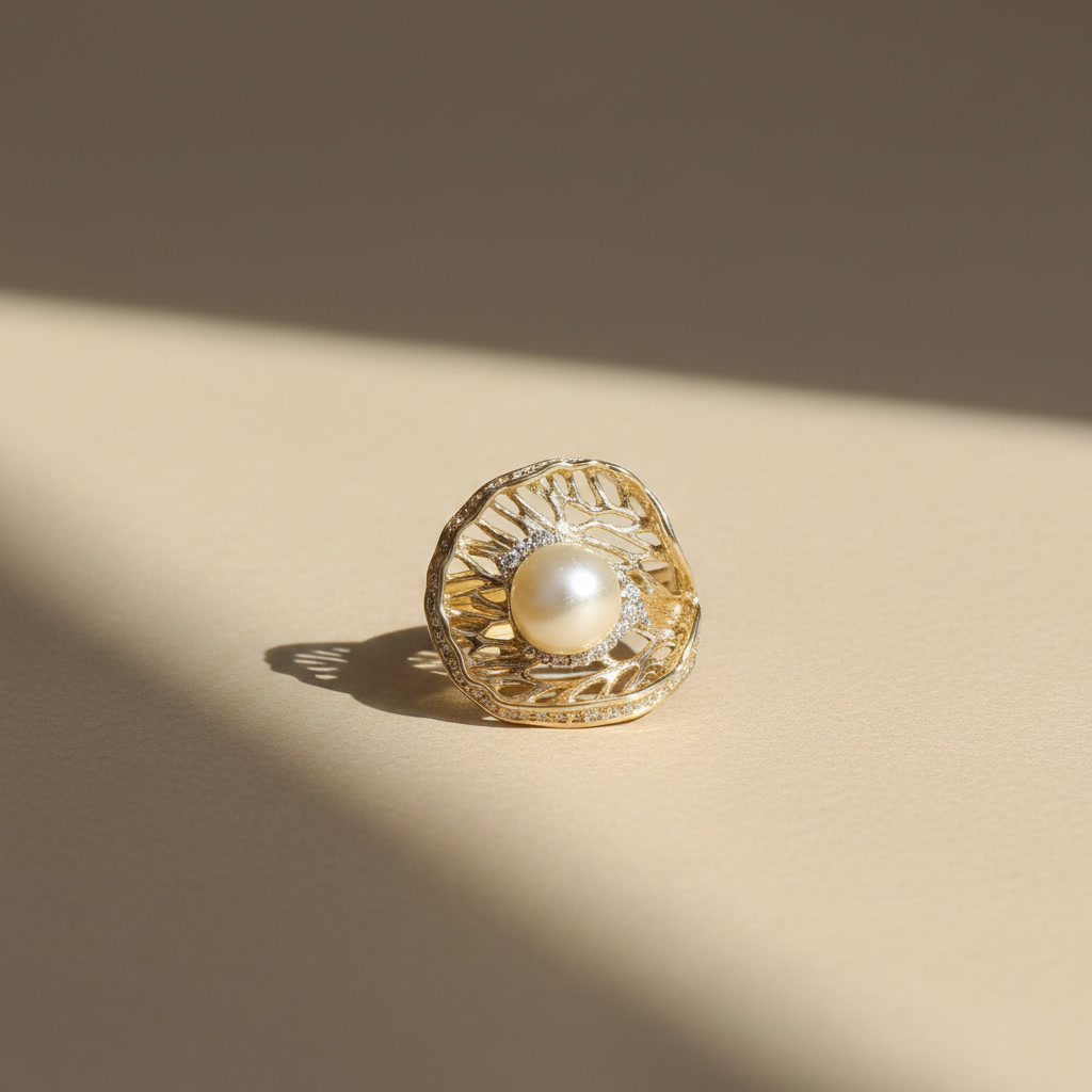 anillo minimalista con perla