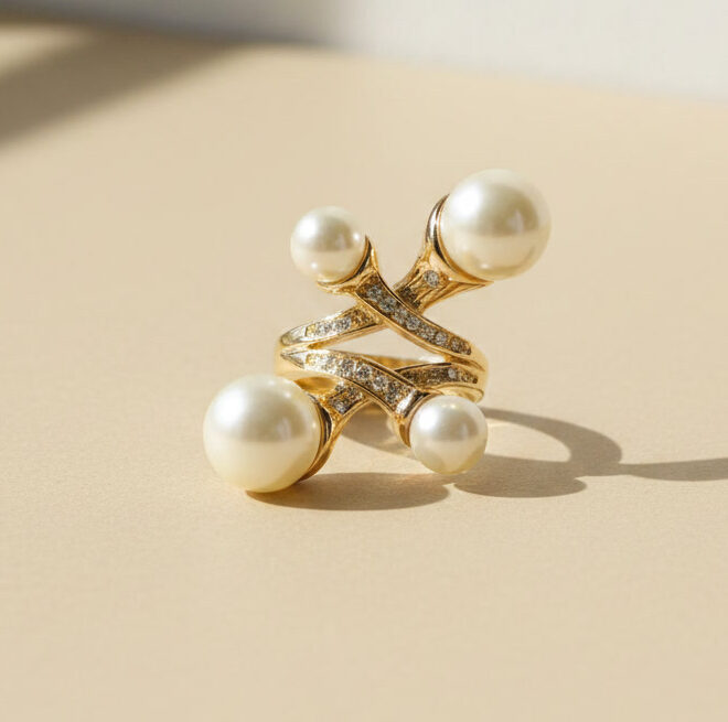 anillo con perlas